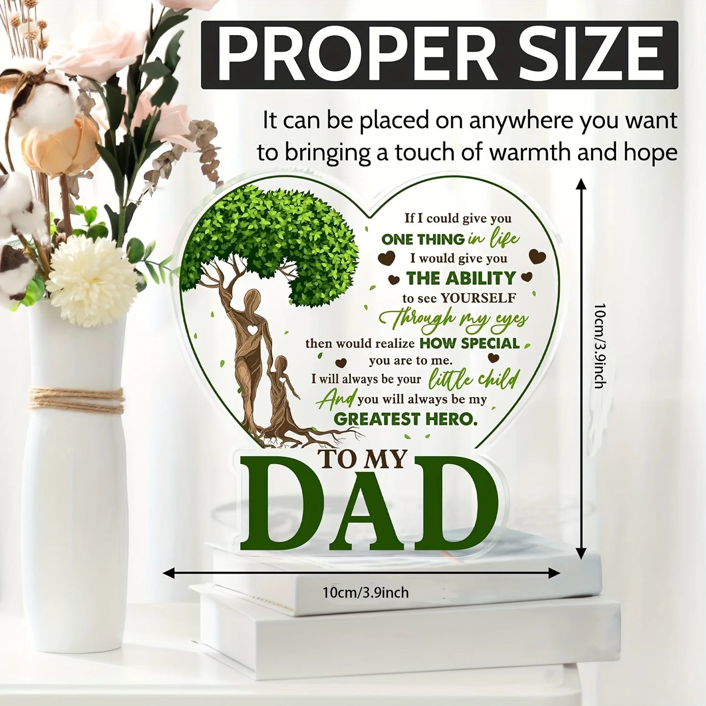 Best Dad Ever Acrylic Desk Plaque - Meaningful Gift from Son & Daughter for Home Decor