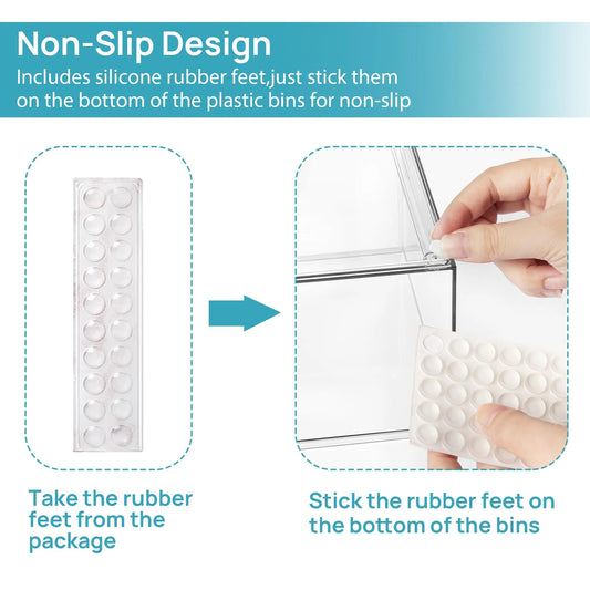 Stackable Storage Drawers Set of 4,Clear Plastic Organizer Bins for Makeup, Cosmetics, Beauty Supplies