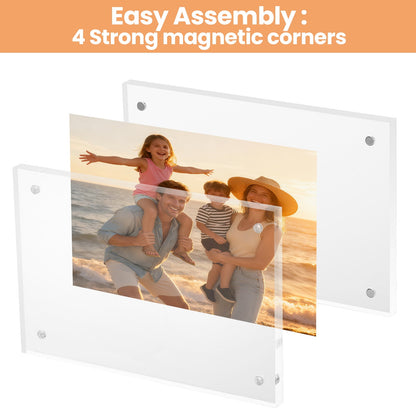 Elevate Your Memories with Our 3 Pack of Frameless 4x6 Acrylic Picture Frames - Double-Sided Magnetic Design for Stunning Desktop Displays