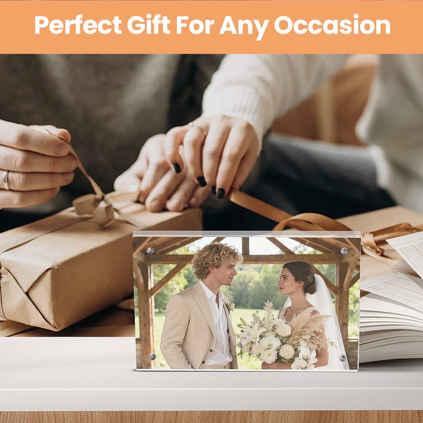 Elevate Your Memories with Our 3 Pack of Frameless 4x6 Acrylic Picture Frames - Double-Sided Magnetic Design for Stunning Desktop Displays