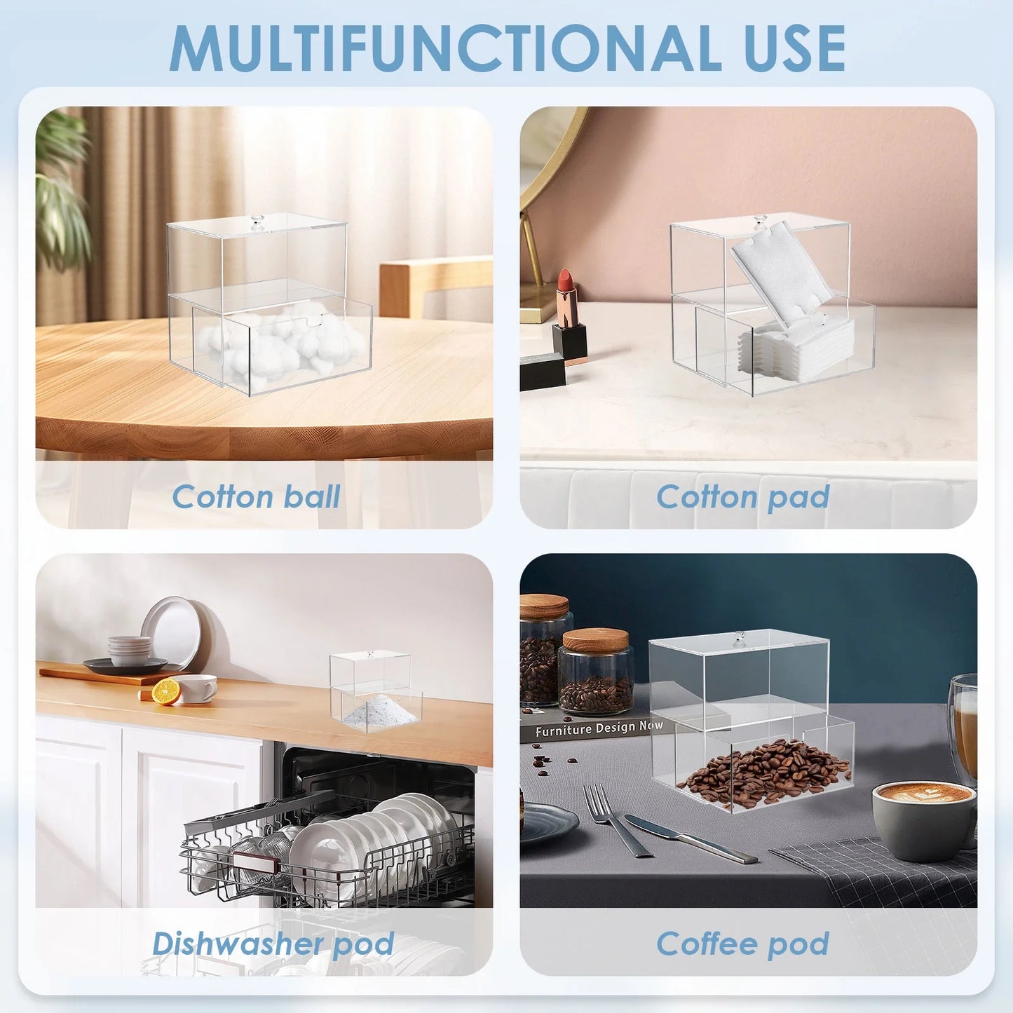 Dryer Sheet Holder Acrylic Dryer Sheet Holder with Drawer and Bamboo Lid Clear Laundry Room Organization and Storage Dryer Sheet Laundry Pods Containter Box for Laundry Room Decor