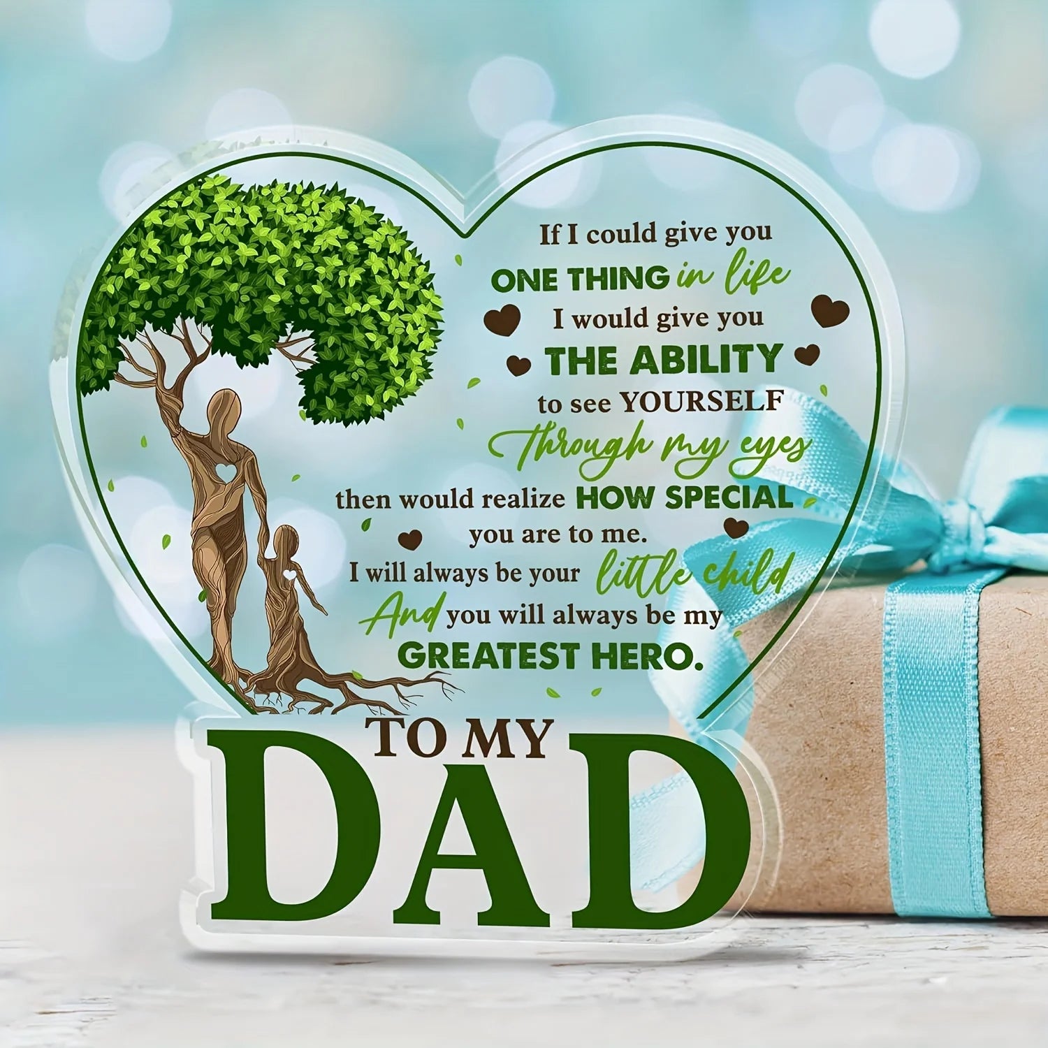 Best Dad Ever Acrylic Desk Plaque - Meaningful Gift from Son & Daughter for Home Decor