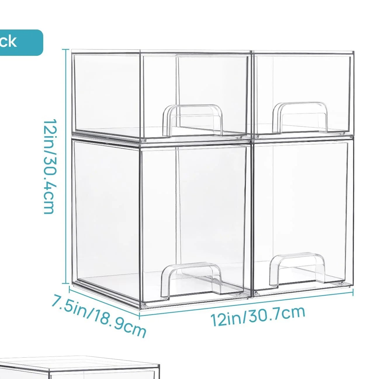 Clear Acrylic Stackable Storage Drawers - 4 Pack