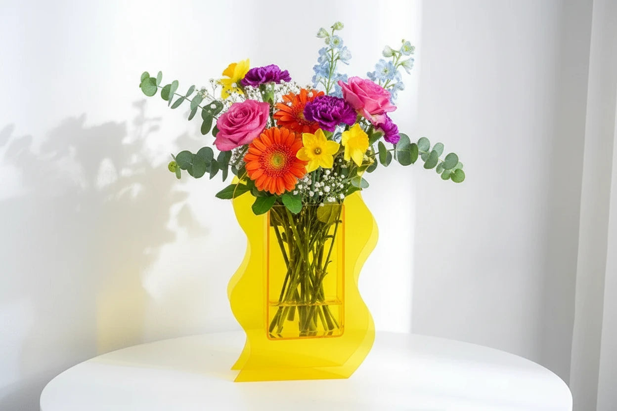 Vibrant Nordic Acrylic Vase for Stylish Flower Arrangements - Perfect for Living Room and Office Decor