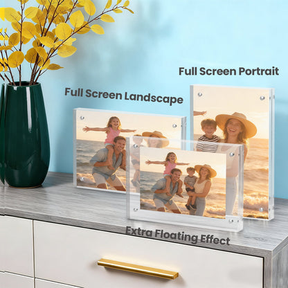 Elevate Your Memories with Our 3 Pack of Frameless 4x6 Acrylic Picture Frames - Double-Sided Magnetic Design for Stunning Desktop Displays
