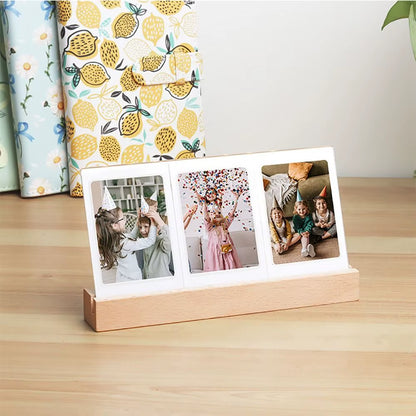 3 in 1 Photo Frame Instant Camera Acrylic LED Light 3 Inch Picture Holder Photo Table for Fujifilm/Polaroid Desktop Decor