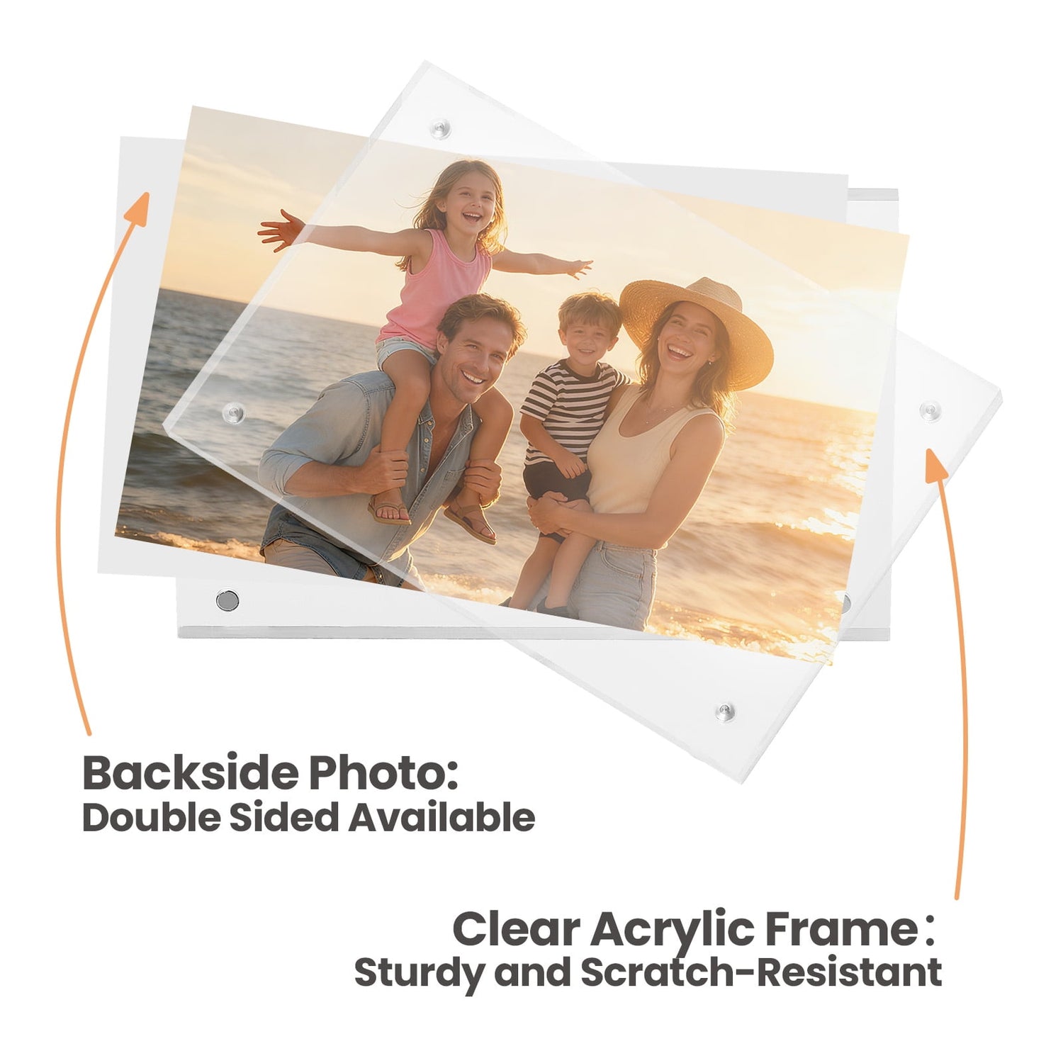 Elevate Your Memories with Our 3 Pack of Frameless 4x6 Acrylic Picture Frames - Double-Sided Magnetic Design for Stunning Desktop Displays