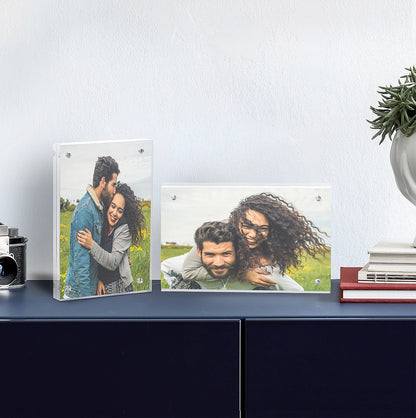 Elevate Your Memories with Our 3 Pack of Frameless 4x6 Acrylic Picture Frames - Double-Sided Magnetic Design for Stunning Desktop Displays