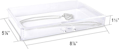 Extra Large Acrylic Jewelry Box for Women Girls 5 Layers Clear Velvet Earring Organizer with 5 Drawers Rings Display Case Necklaces Holder Tray (Beige)